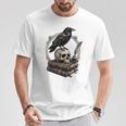 Dark Academia Raven Skull Books T-Shirt Unique Gifts