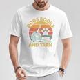 Dogs Books And Yarn Crocheting Retro T-Shirt Unique Gifts