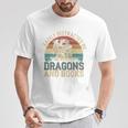Easily Distracted By Books & Dragons Bookworm Reading T-Shirt Unique Gifts