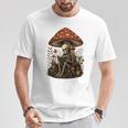 Floral Mushroom Skeleton Reading Books Gothic Humor T-Shirt Unique Gifts