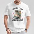 This Girl Loves Cats And Books Cat Watercolor T-Shirt Unique Gifts