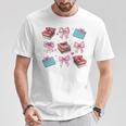 Librarian Library Books Girl Coquette Bow Pink Mom T-Shirt Unique Gifts