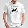 Life Is Better With Books Cats And Coffee T-Shirt Unique Gifts