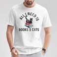 All Need Is Books & Cats Book Reader And Kittens Art T-Shirt Unique Gifts