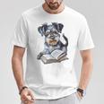 Nerdy Schnauzer Dog Book Lover Glasses Cute Pet For Men Women Kids T-Shirt Unique Gifts