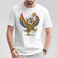 Owl With Pride Flag Book Lover Rainbow Library T-Shirt Unique Gifts