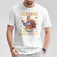 Reading Makes Me Gobble With Joy Turkey Reading Book L T-Shirt Unique Gifts