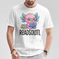 Readsolotl Cute Axolotl Reading Book Kawaii Pink Aesthetic T-Shirt Unique Gifts