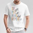 Sip Coffee Pet Cats Read Books Repeat Book Cat Lover T-Shirt Unique Gifts