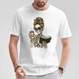 Skeleton Girl Drinking Coffee And Reading Book T-Shirt Unique Gifts