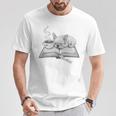Sleepy Puppy On Open Book With Coffee For Readers Premium Tri-Blend T-Shirt Unique Gifts