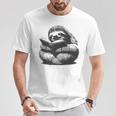 Sleepy Sloth Reading Book Cute Vintage Animal Graphic T-Shirt Unique Gifts