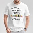 Time Spent With Books & Cats Is Never Wasted T-Shirt Unique Gifts