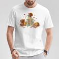 Turkey Reading Books Fall Librarian Book Lover Teacher Kids T-Shirt Unique Gifts
