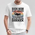 Women's Book Mom Cat Lover Reading With My Felline Sidekick T-Shirt Unique Gifts