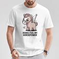 Women's Books Fuel My Horsepower Cute Reading Pony T-Shirt Unique Gifts