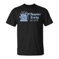 1986 Chapter Forty 40th Birthday Blue Toile Floral Book T-Shirt 1986 Chapter Forty 40th Birthday Blue Toile Floral Book T-Shirt
