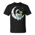 Astronaut Alien Reading Book Moon Space T-Shirt