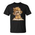 Baby Monkey Open Book Reading Animal Lover Graphic Portrait T-Shirt