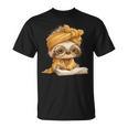 Baby Sloth Open Book Reading Animal Lover Graphic Portrait T-Shirt Baby Sloth Open Book Reading Animal Lover Graphic Portrait T-Shirt