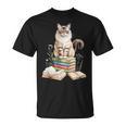 Balinese Cat Longhaired Siamese Books Flowers Book Reading T-Shirt Balinese Cat Longhaired Siamese Books Flowers Book Reading T-Shirt