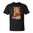 Bear Reading Book Graphic Bear With Book Floral T-Shirt Bear Reading Book Graphic Bear With Book Floral T-Shirt
