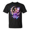 Beautiful Book Fairy Reading Crescent Moon Gothic Bookish T-Shirt