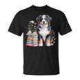 Bernese Mountain Dog Berner Bookworm Flowers Book Reading T-Shirt Bernese Mountain Dog Berner Bookworm Flowers Book Reading T-Shirt