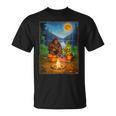 Bigfoot And Alien Reading Books Campfire Halloween T-Shirt Bigfoot And Alien Reading Books Campfire Halloween T-Shirt