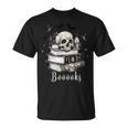 Boo Skeleton Skull Books Halloween Women School Teacher Kid T-Shirt