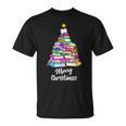 Book Christmas Tree Xmas Lights Librarian Merry Christmas T-Shirt