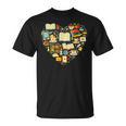 Book Lover Heart Reading Stack Bookworm T-Shirt