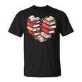 Book Lover Heart Shape Reading Librarian Valentine Men Women T-Shirt