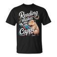 Book Lover Reading Makes Me Cappy Pun Capybara Reading T-Shirt