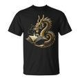 Book Lovers Dragon Fantasy Art Mythical Creatures Yellow Bookworm Chinese Dragon T-Shirt Book Lovers Dragon Fantasy Art Mythical Creatures Yellow Bookworm Chinese Dragon T-Shirt