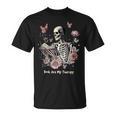 Book Are My Therapy Skeleton Book Reading Floral Butterfly T-Shirt Book Are My Therapy Skeleton Book Reading Floral Butterfly T-Shirt