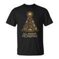 All Booked For Christmas Book Tree Book Lover Teacher T-Shirt
