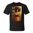 Bookish Melanin Afro Girl Reading Book Bookstore Woman T-Shirt