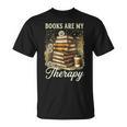 Books Are My Therapy Coffee Bookworm Retro Reading T-Shirt