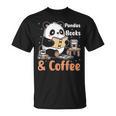 Books Reading Reader Panda Panda Books And Coffee T-Shirt