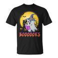 Boooks Cute Ghost Book Reading Halloween 2022 Teacher For Men Women Kids T-Shirt