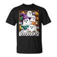 Boooks Ghosts Reading Book Retro Halloween Teacher Librarian T-Shirt