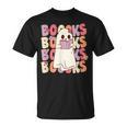 Boooks Halloween Ghost Pun Boo Books Groovy Ghost T-Shirt