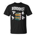 Booooks Ghost Reading Books Halloween Librarian Teacher T-Shirt Booooks Ghost Reading Books Halloween Librarian Teacher T-Shirt