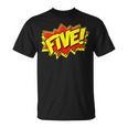 Boy Five Superhero Comic Book Hero 5th Birthday Boy 5 Years T-Shirt