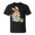 Bunny With Books And Coffee Reading Booknerd Bookish Easter T-Shirt