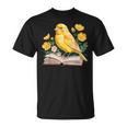 Canary Bird Floral Book Yellow Bird Reading Bookish Teacher T-Shirt