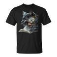 Cat Art Book Cat Motif Flowers Cat T-Shirt