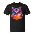 Cat Book Shirt Colorful Cat Reading Book T-Shirt Cat Book Shirt Colorful Cat Reading Book T-Shirt