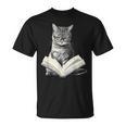 Cat Bookworm Reading Book Graphic T-Shirt